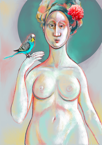 Woman with a Budgie